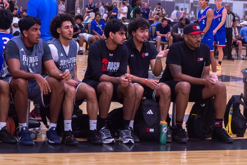 Arjun on the bench coaching with Red Rush Canada